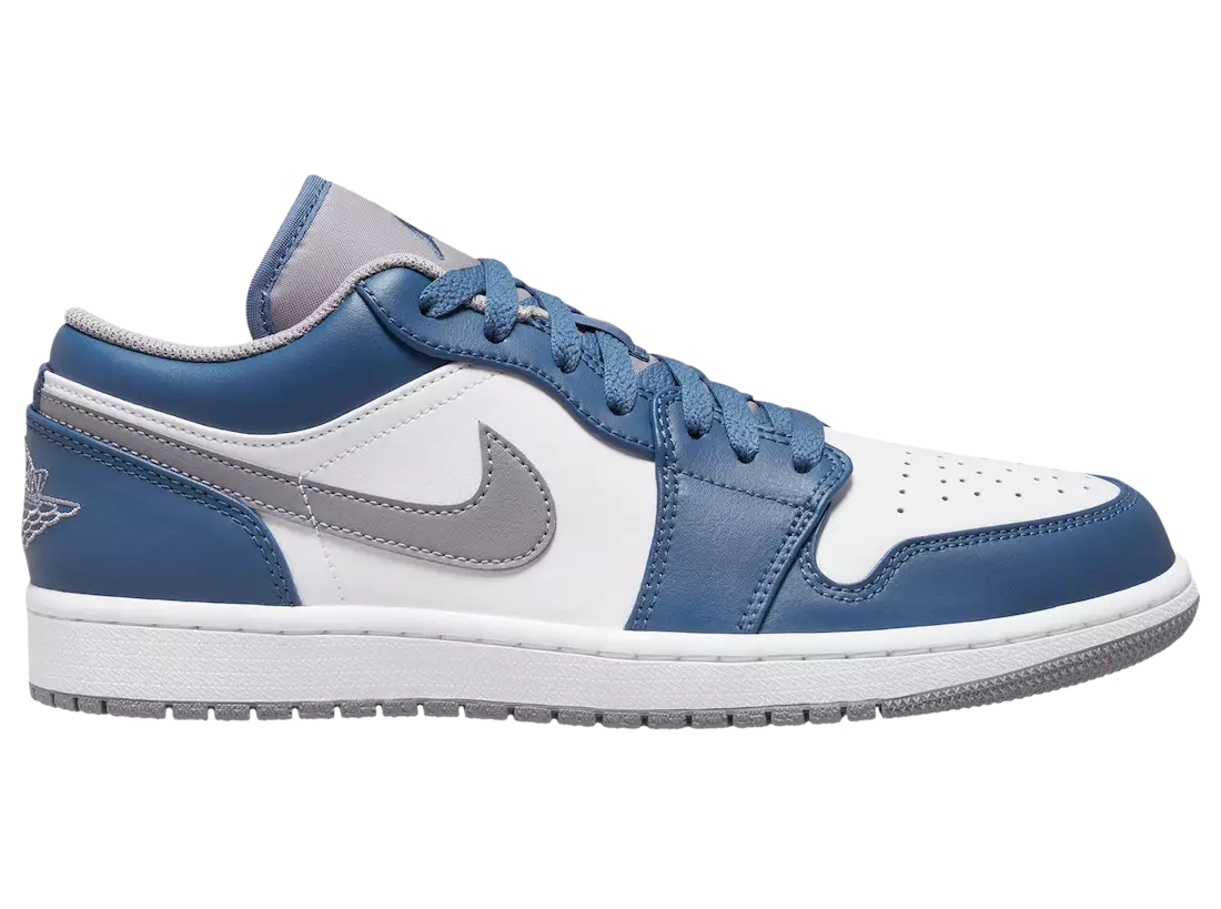 Air Jordan 1 Rendah Putih Biru Kelabu 553558-412 Tarikh Tayangan