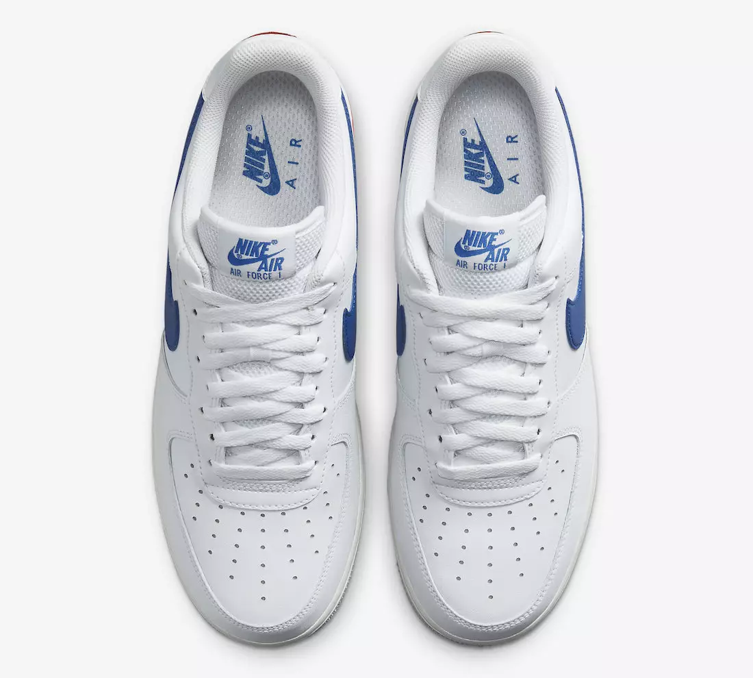 تاریخ انتشار Nike Air Force 1 کم سفید آبی قرمز DX2660-100