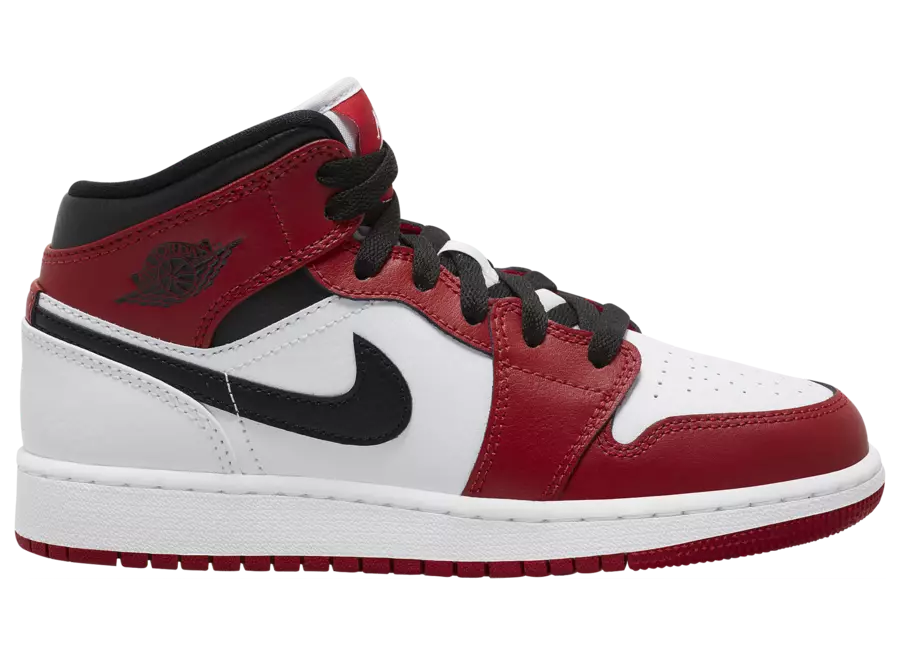 Air Jordan 1 Mid GS White Gym Red Black 554725-173 Tarehe ya Kutolewa