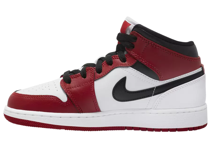 Air Jordan 1 Mid GS White Gym Red Black 554725-173 Tarehe ya Kutolewa