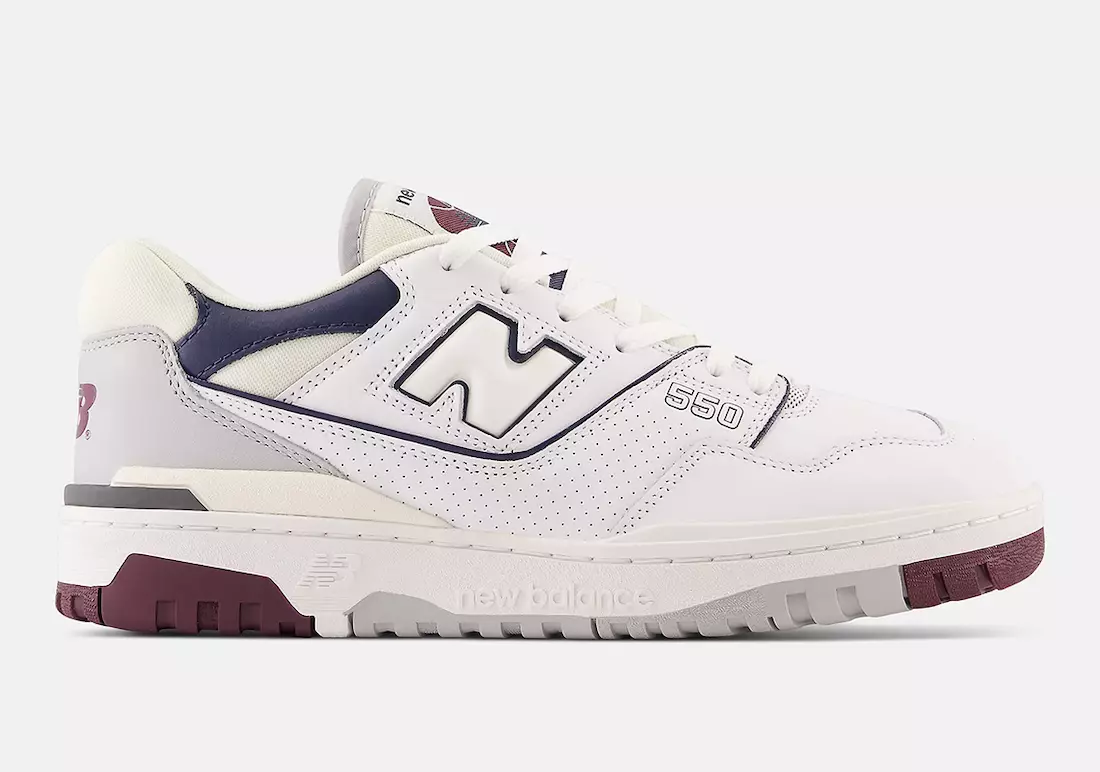 New Balance 550 hiển thị với màu trắng và chàm tự nhiên