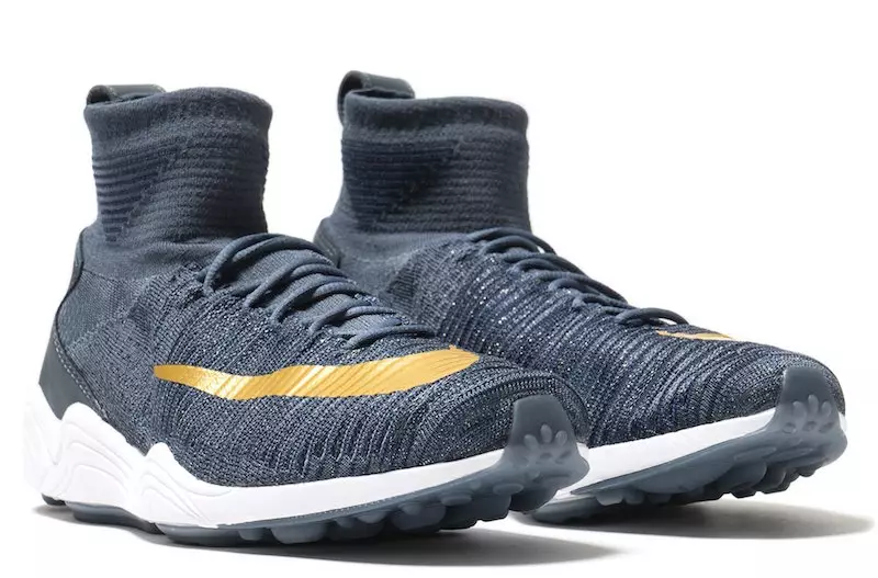 Nike Zoom Mercurial Flyknit Blue Fox Metallic Gold