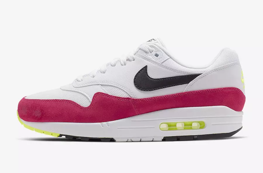 Nike Air Max 1 balts, melns Volt Rush rozā AH8145-111 izlaišanas datums