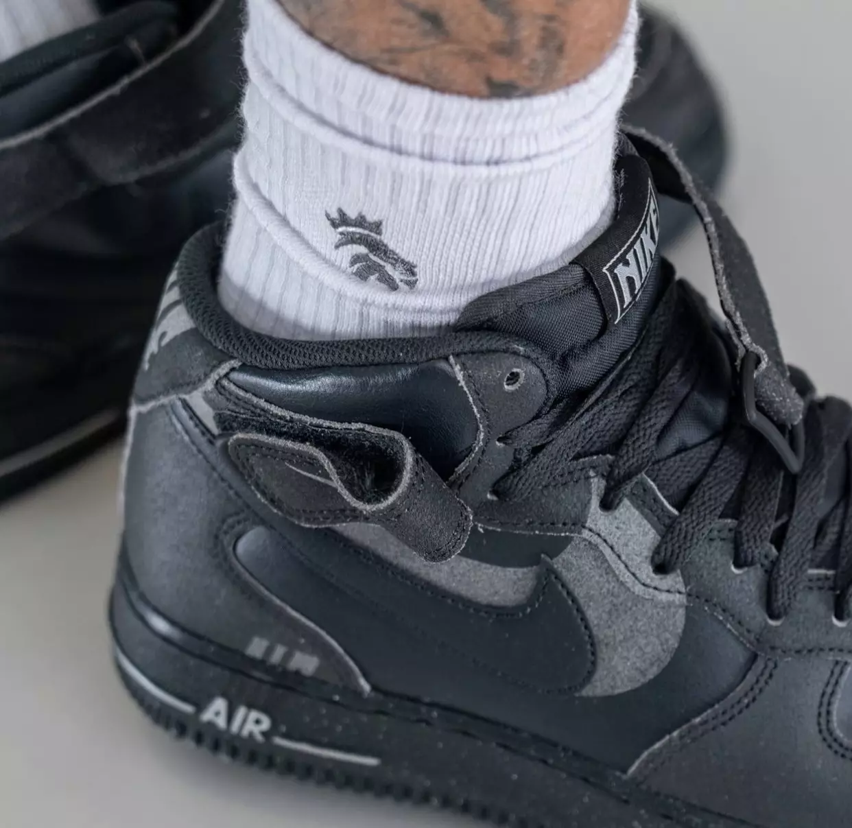 Nike Air Force 1 Mid Off Noir Black DQ7666-001 Release Date On-Feet