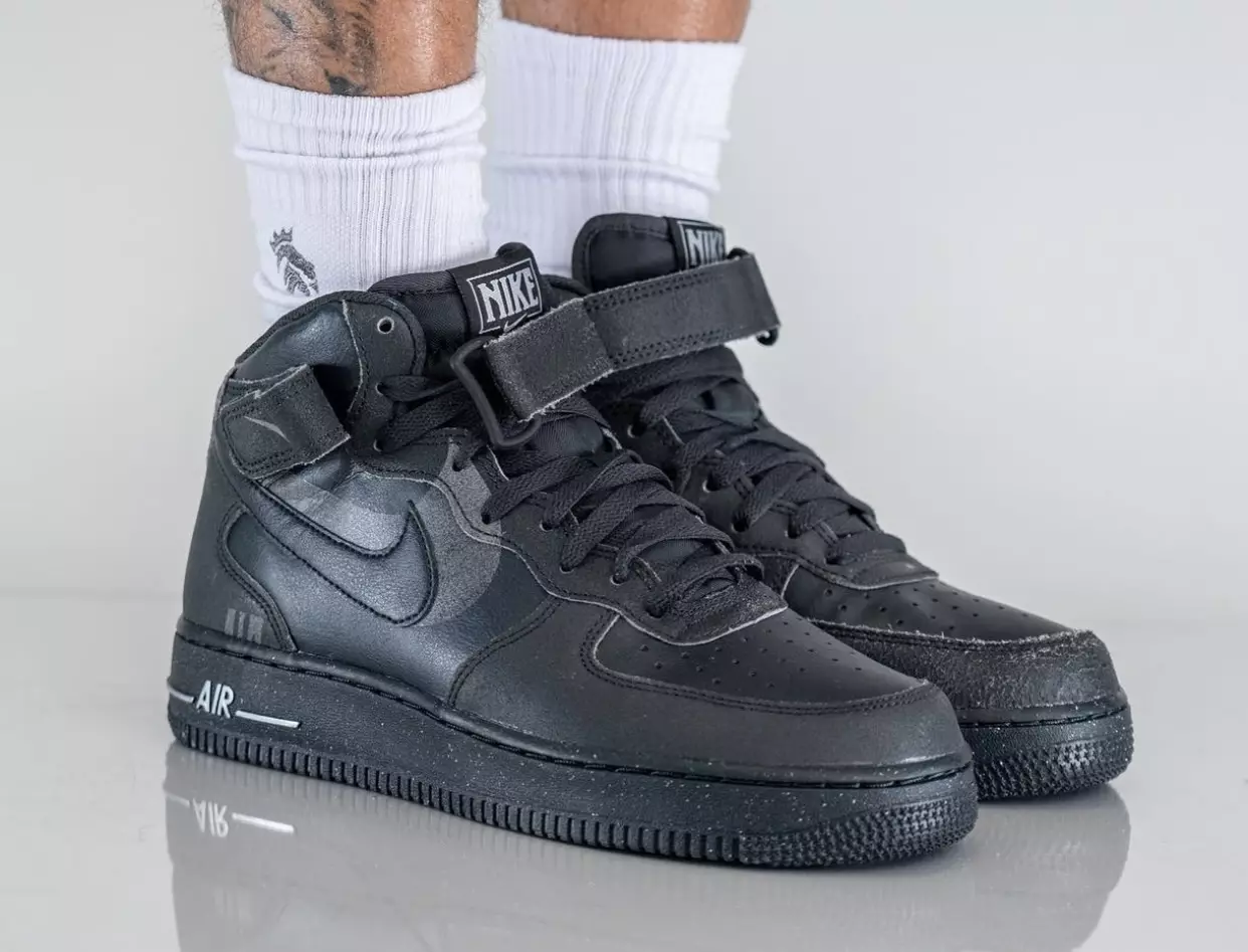 Nike Air Force 1 Mid Off Noir Black DQ7666-001 Release Date On-Feet