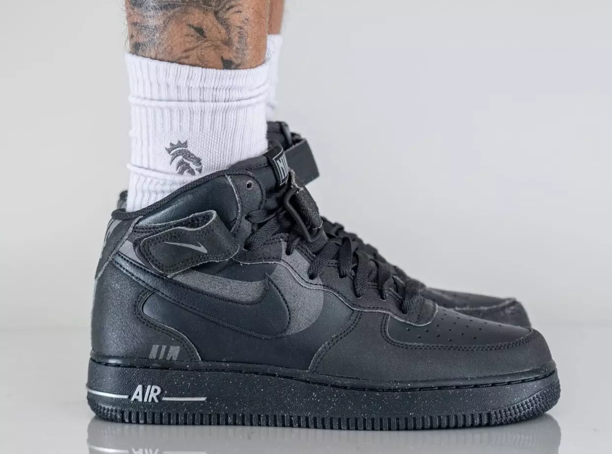 Nike Air Force 1 Mid Off Noir fekete DQ7666-001 Megjelenés dátuma lábon