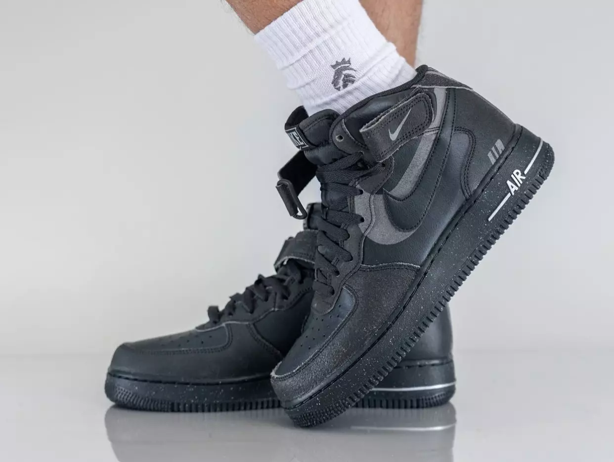 Nike Air Force 1 Mid Off Noir Black DQ7666-001 תאריך יציאה על הרגליים