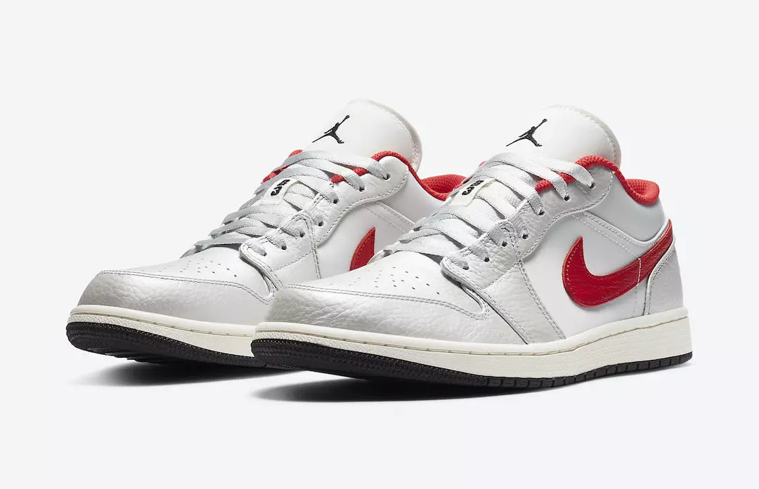 New Air Jordan 1 Low With Red Tumbled Leather Swooshes