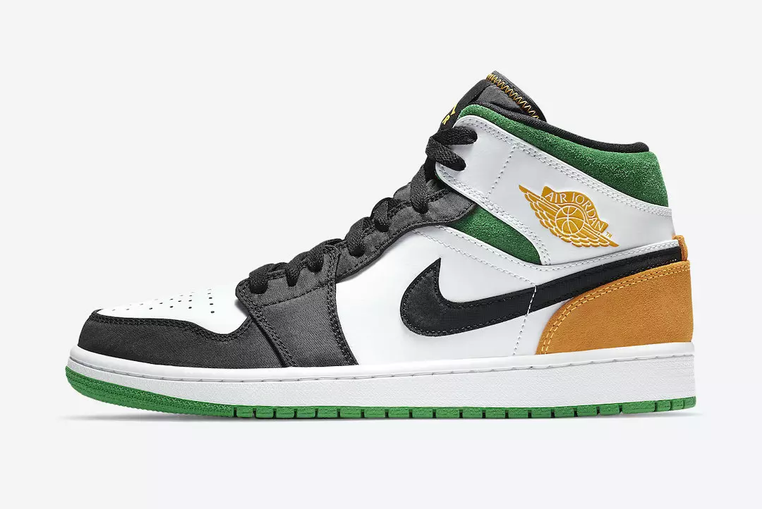 Air Jordan 1 Mid SE Wit Zwart Groen Geel 852542-101 Releasedatum