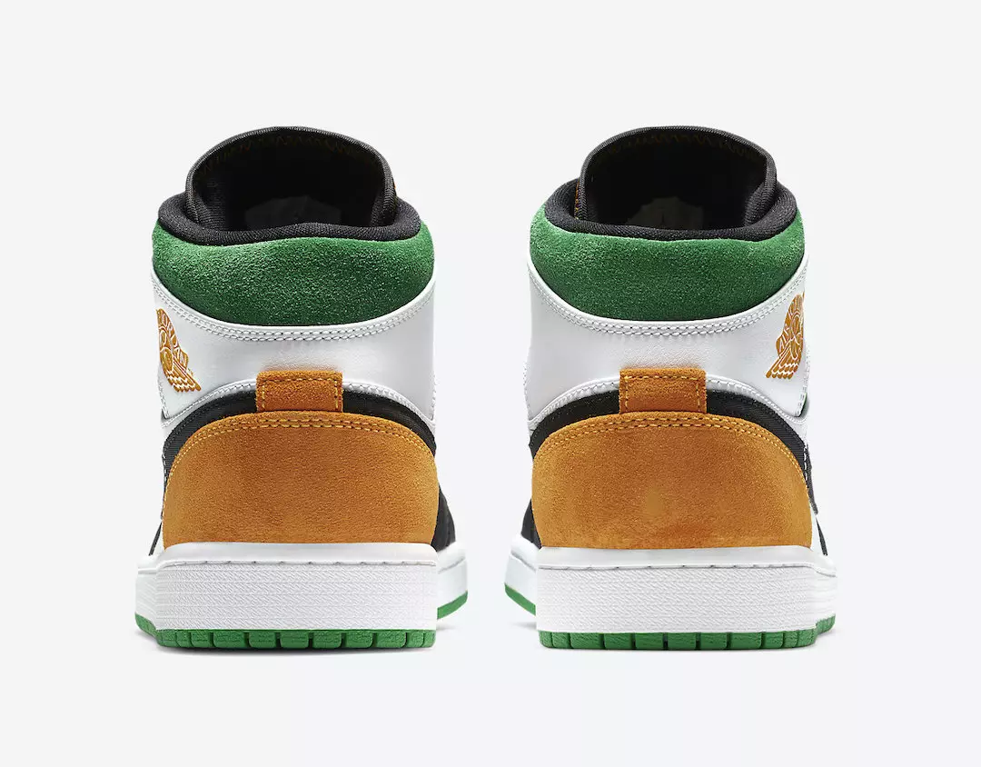 Air Jordan 1 Mid SE Branco Preto Verde Amarelo 852542-101 Data de Lançamento