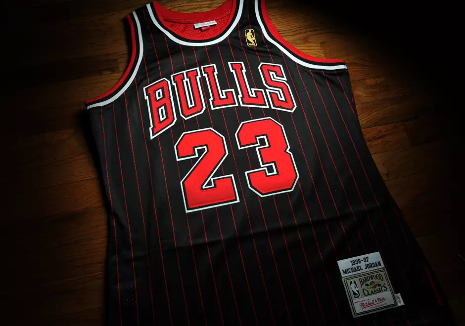 Michael Jordan 1996-97 Black Pinstripe Jersey Mitchell Ness