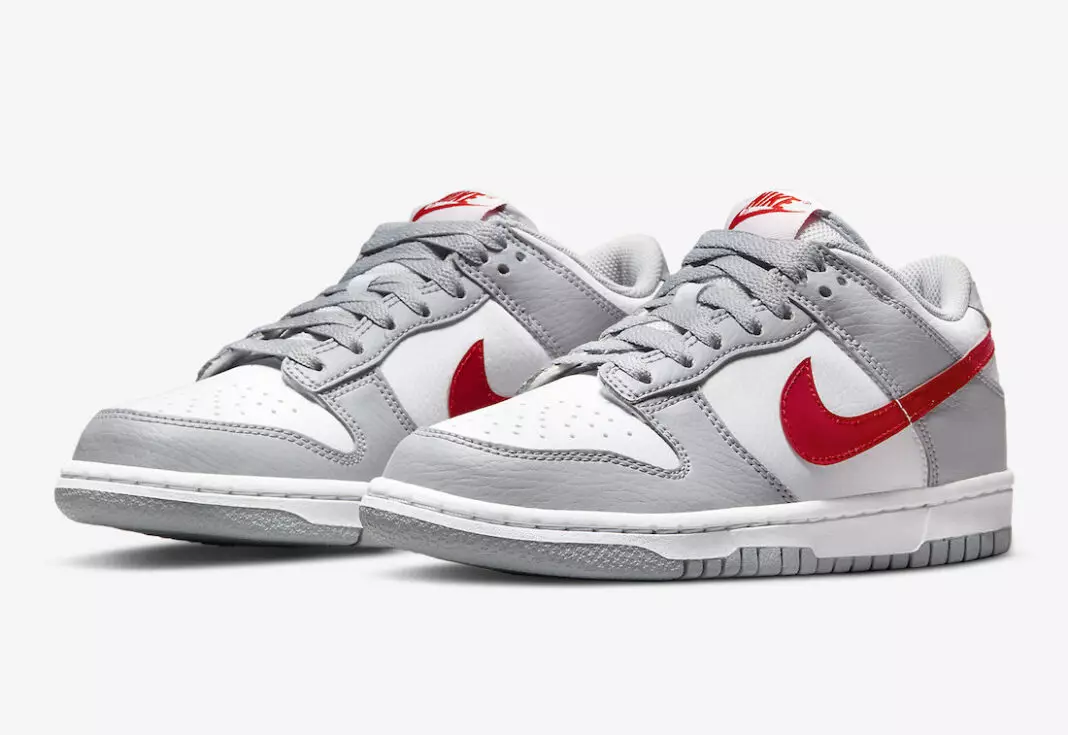 Nike Dunk Low GS Hvítur Grár Rauður DV7149-001 Útgáfudagur