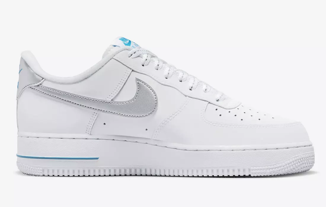 Nike Air Force 1 נידעריק ווייסע זילבער DR0142-100 מעלדונג טאָג