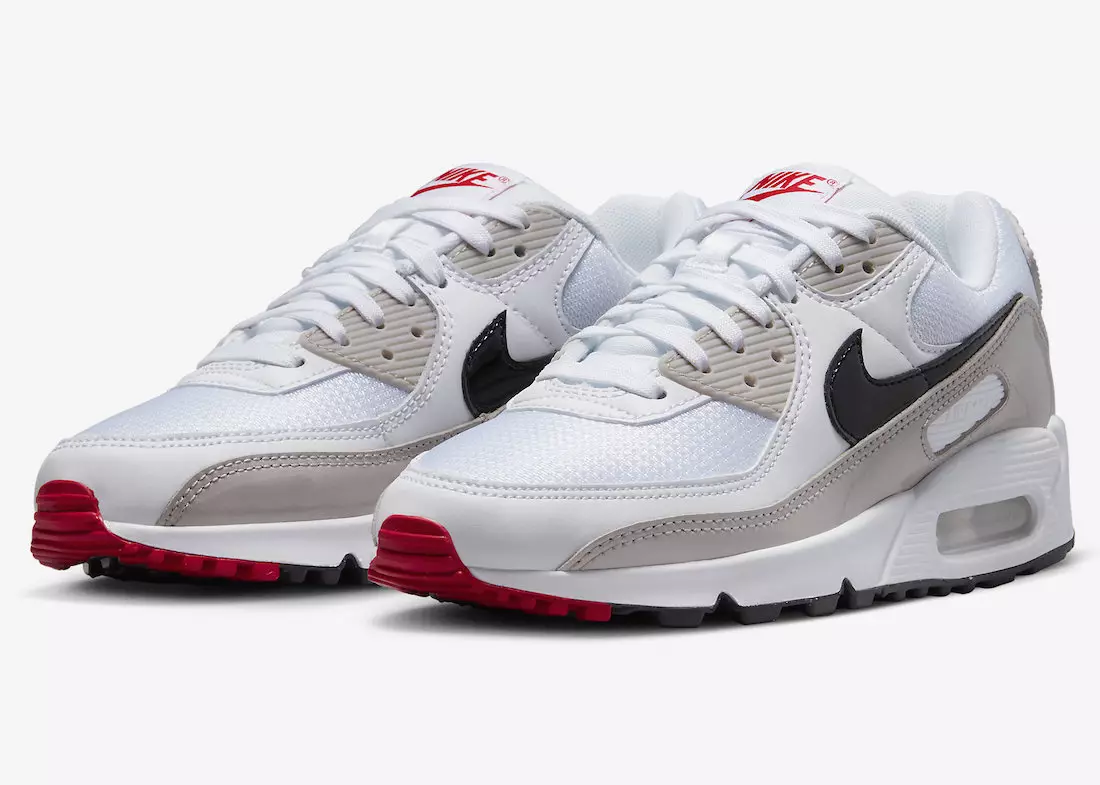 Nike Aeir Max 90 Bán Liath Dubh Dearg DX0116-101 Dáta Eisiúna