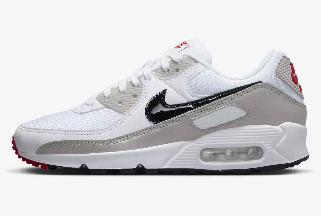 Nike Air Max 90 Hvit Grå Svart Rød DX0116-101 Utgivelsesdato