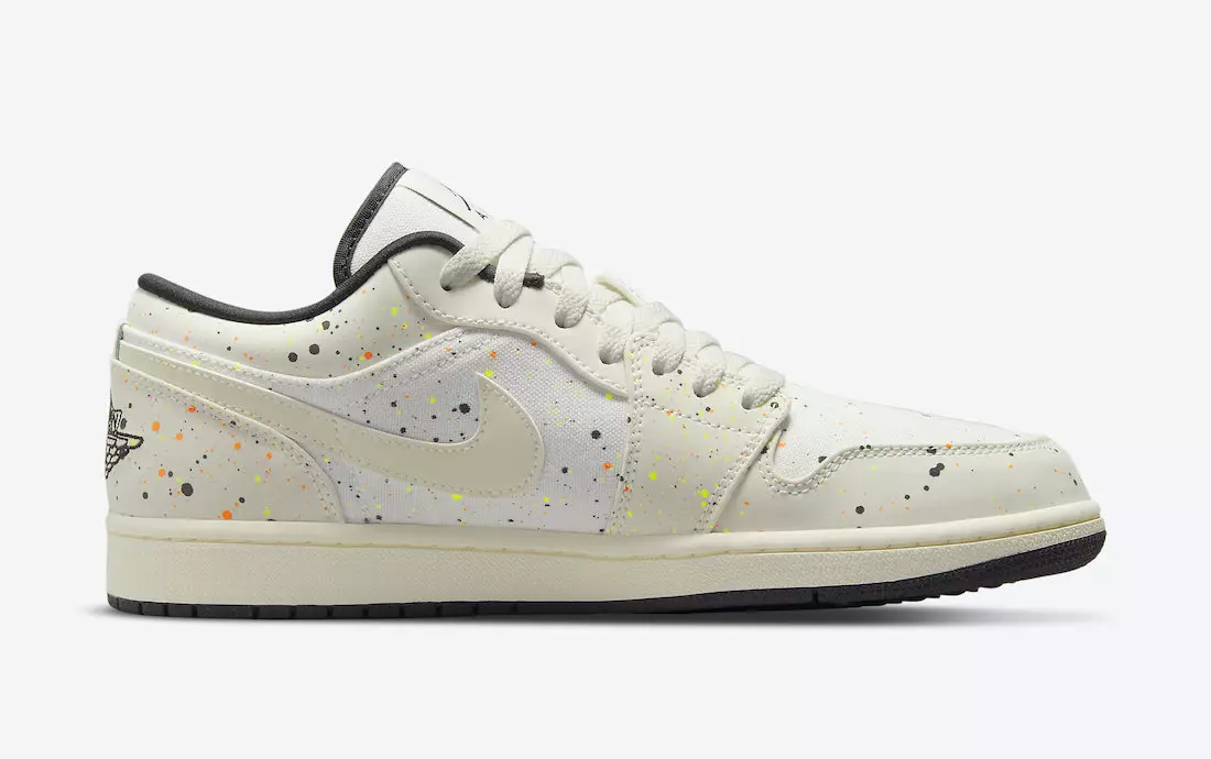 Air Jordan 1 Low Paint Splatter Tah štětcem Swoosh DM3528-100 Datum vydání