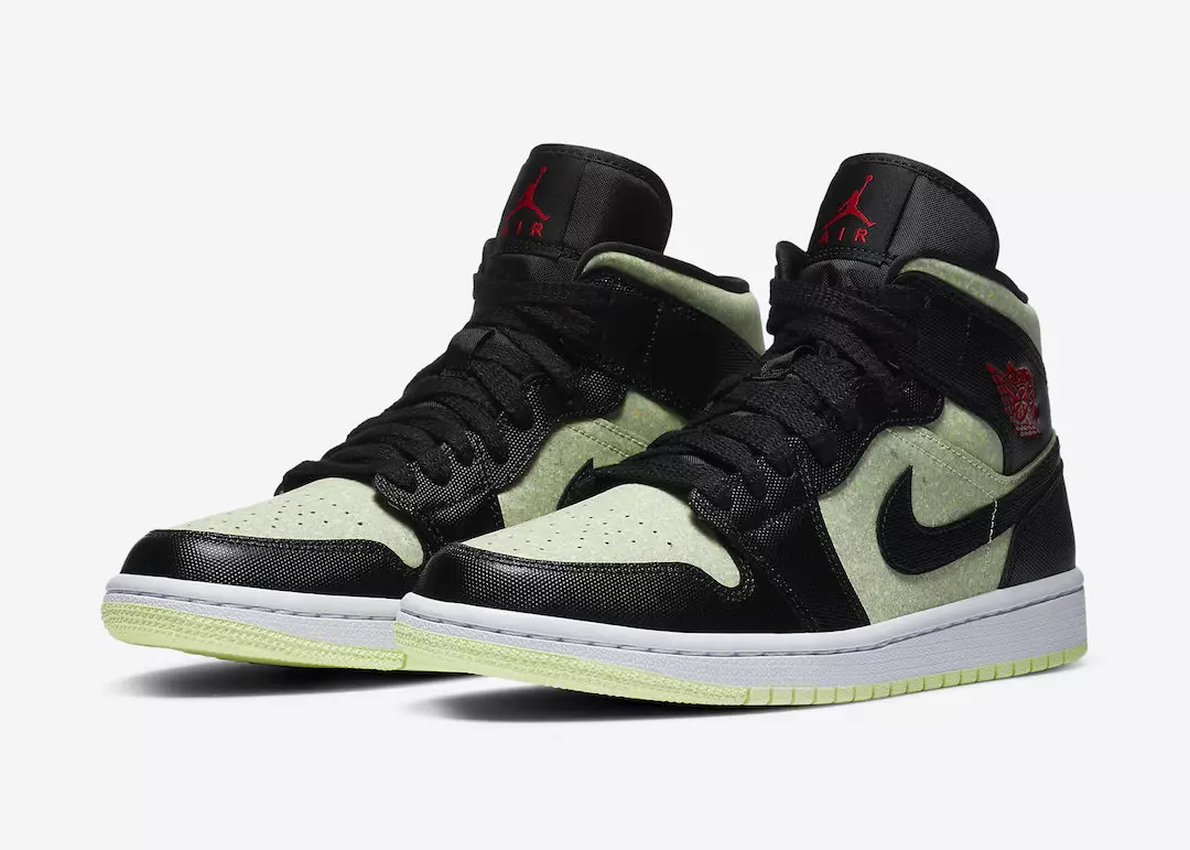 Air Jordan 1 Mid SE סורפאַסעס אין קוים וואָלט און טשילע רויט