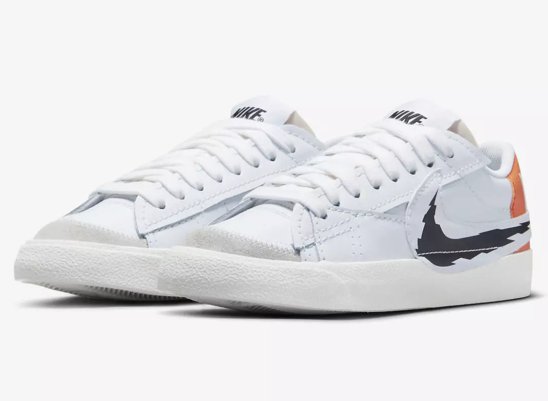 Nike Blazer Low Jumbo Glitch Swoosh White Black Magma Orange DV6484-100 Шығарылым күні