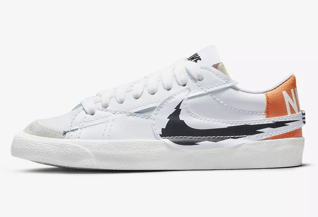 Nike Blazer Low Jumbo Glitch Swoosh Wit Zwart Magma Oranje DV6484-100 Releasedatum