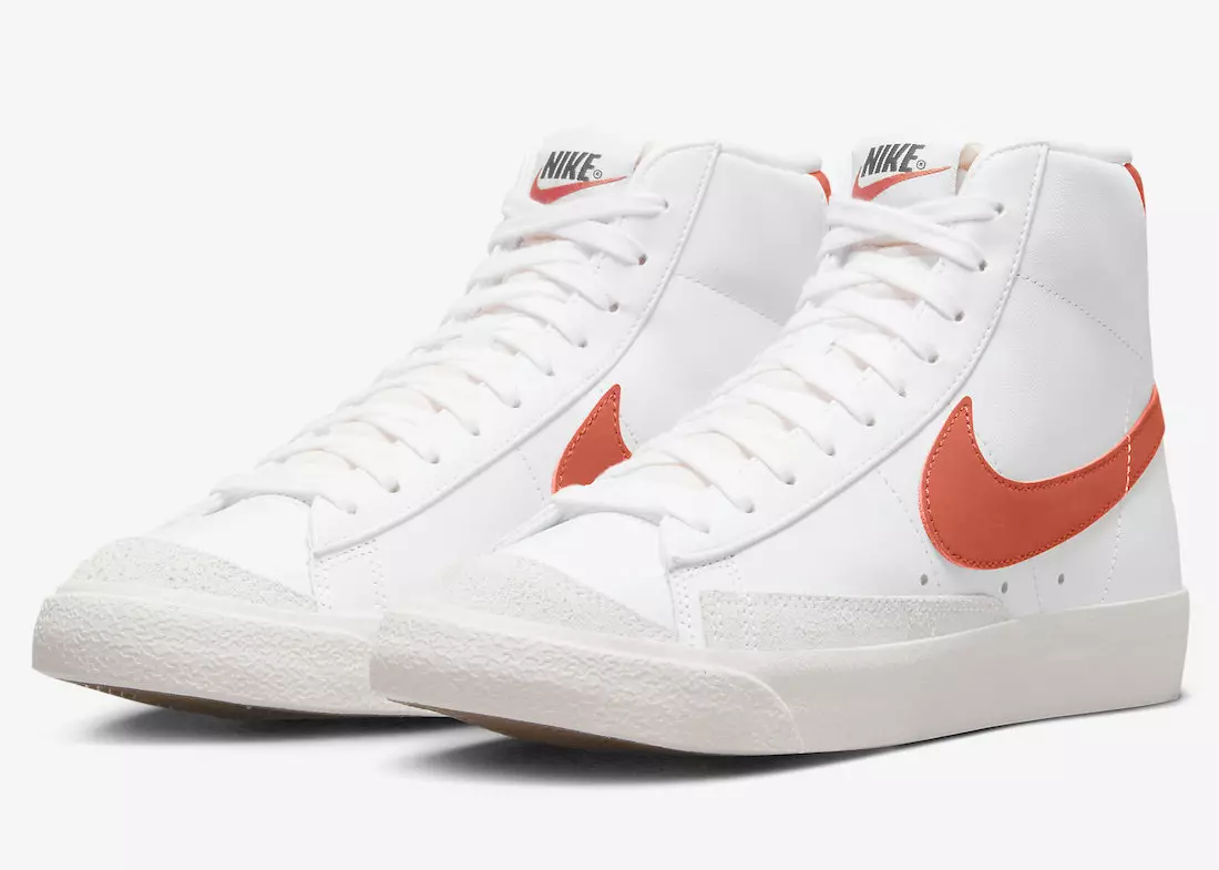 Nike Blazer Mid 77 White Orange Tarehe ya Kutolewa DZ4408-100