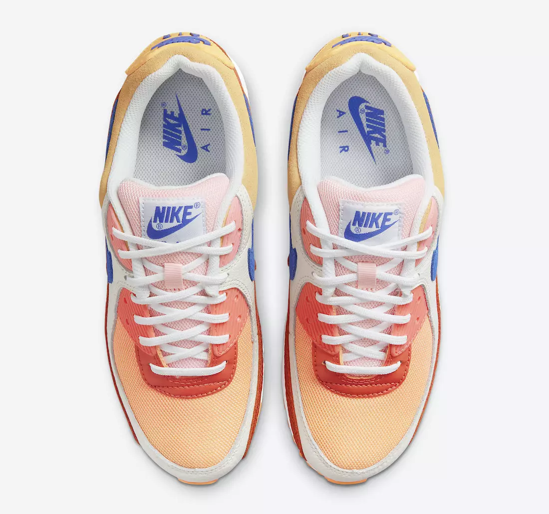 Nike Air Max 90 Kígyóbőr Campfire Orange Racer Blue Sail DJ8517-800 Megjelenés dátuma