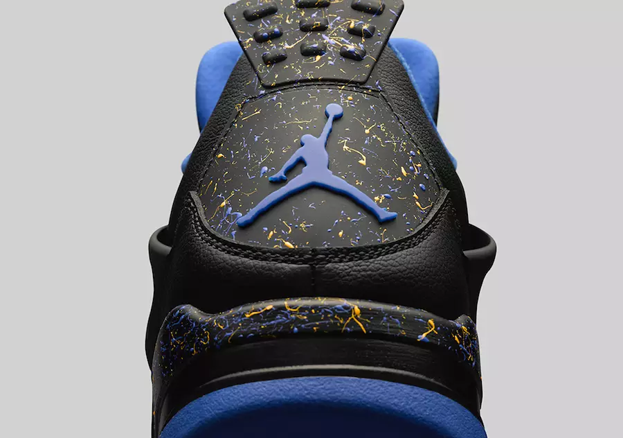 Air Jordan 4 ווינגס שוואַרץ בלוי געל 2019 מעלדונג טאָג