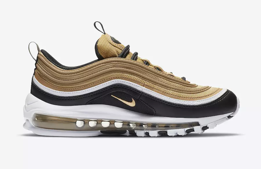 Nike Air Max 97 GS זהב שחור לבן CZ9197-700 תאריך שחרור