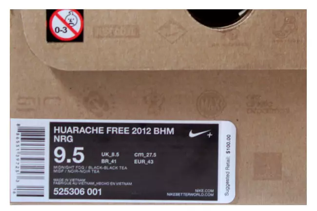 Nike Huarache Free 2012 Schwarzer Geschichtsmonat