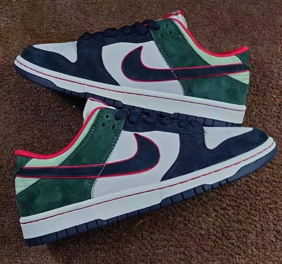 Nike Dunk Low לבן נייבי ירוק אדום תאריך שחרור