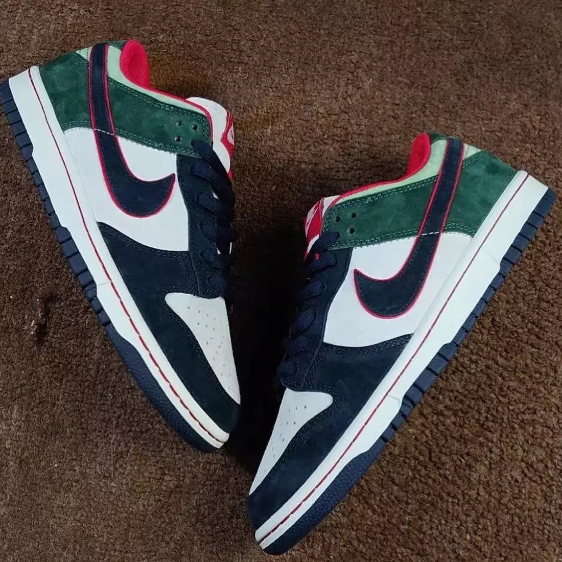 Nike Dunk Low White Navy Green Red Release Date