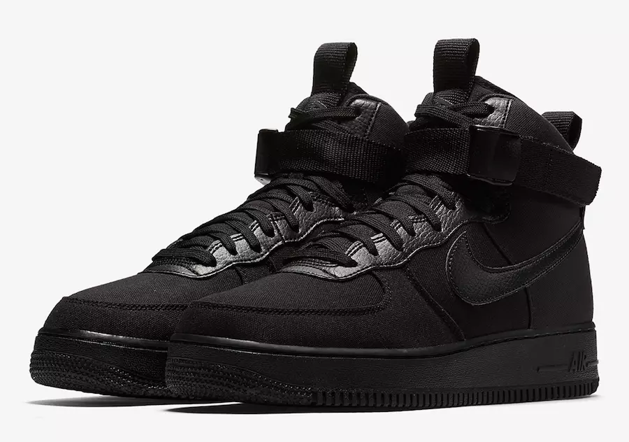 Nike Air Force 1 жоғары кенеп үштік қара AH6768-001