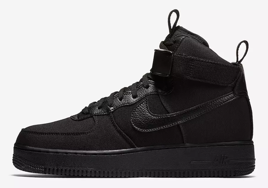 Nike Air Force 1 жоғары кенеп үштік қара AH6768-001