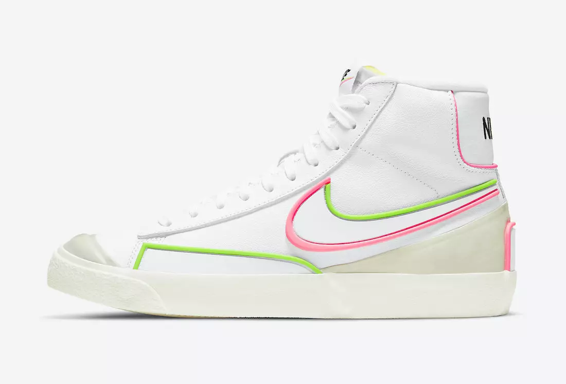 Nike Blazer Mid 77 Infinito Branco Elétrico Verde Sunset Pulse DC1746-102 Data de Lançamento