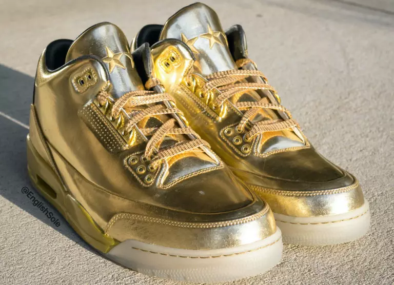 Szczegółowe spojrzenie na próbkę Usher's Gold Air Jordan 3