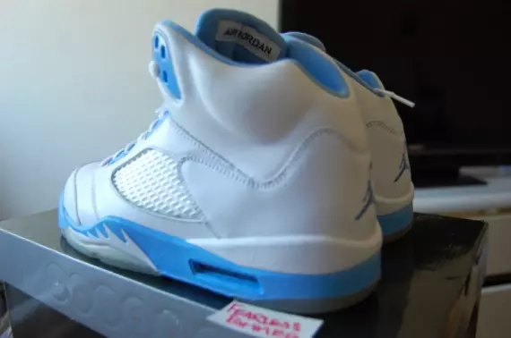 Air Jordan 5 Motorsports Collezione Blanc Université Bleu