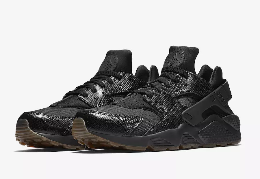 Nike Air Huarache შავი გველის ტყავით რეზინის ძირებით