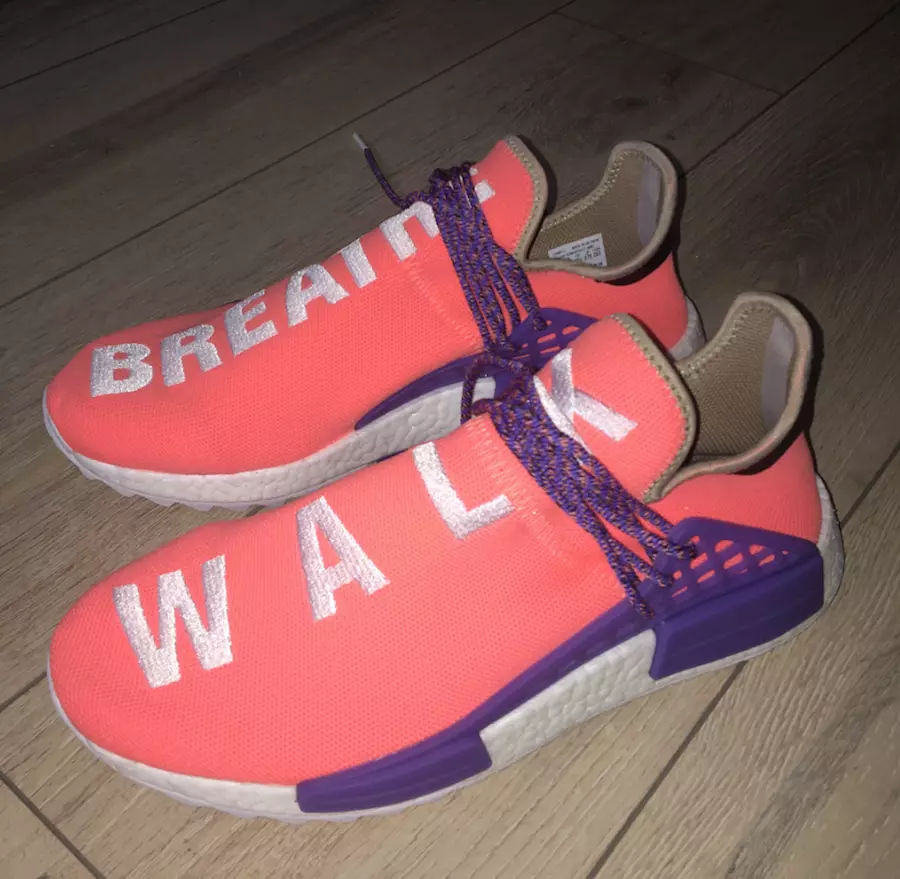 Pharrell adidas NMD Hu Breathe Walk လိမ္မော်ရောင် ခရမ်းရောင် နမူနာ