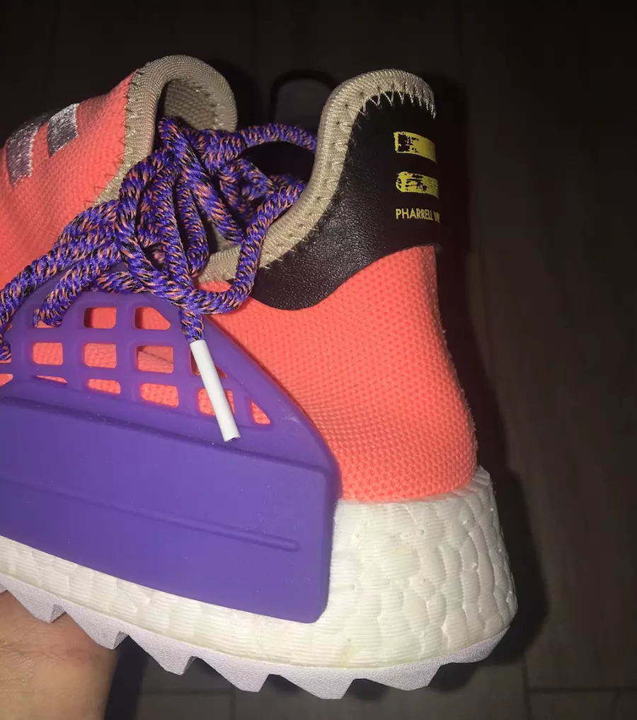 Pharrell adidas NMD Hu Breathe Walk လိမ္မော်ရောင် ခရမ်းရောင် နမူနာ