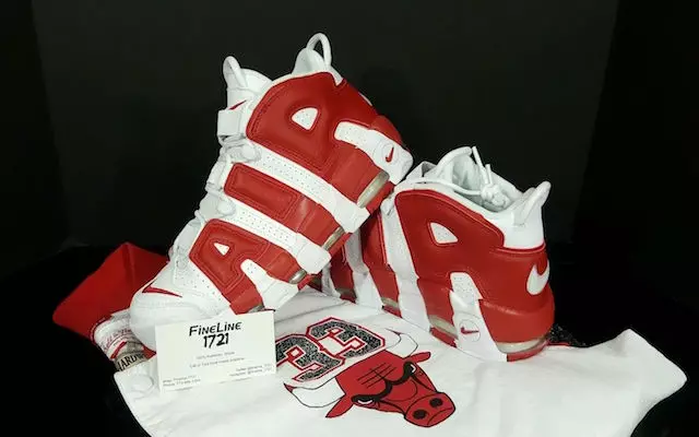 Bulls Nike Air More Uptempo Bianche Palestra Rosse 414962-100