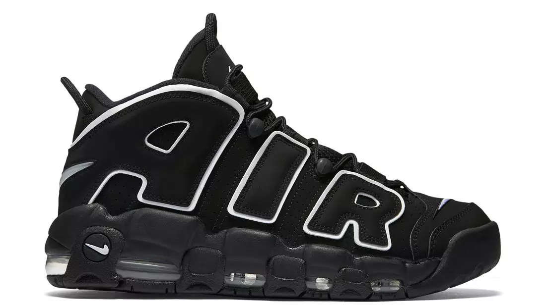 Nike Aeir Níos Uptempo Dubh Bán