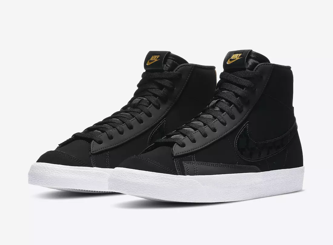 Nike Blazer-ի միջին մակերեսները պրեմիում սև և ոսկեգույն գույներով