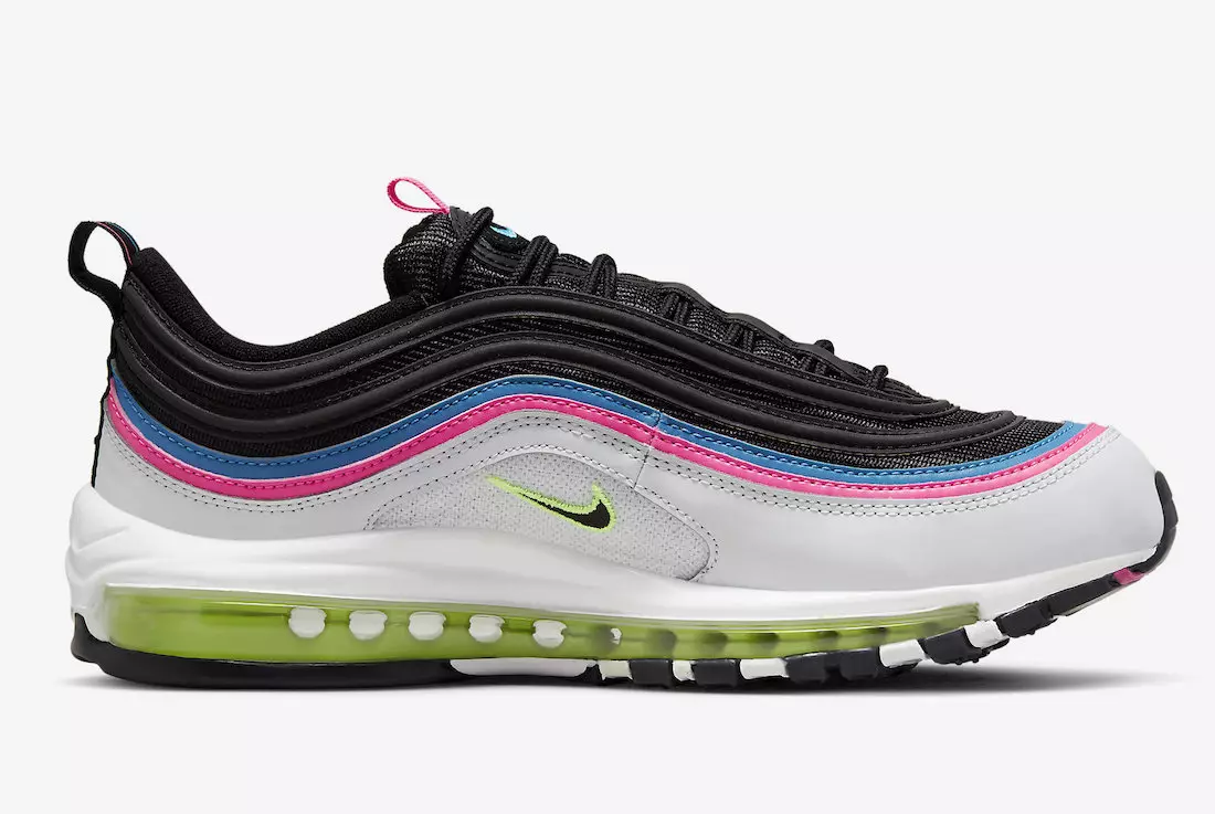 Nike Air Max 97 Preto Branco Rosa Azul Volt DZ4392-001Data de lançamento