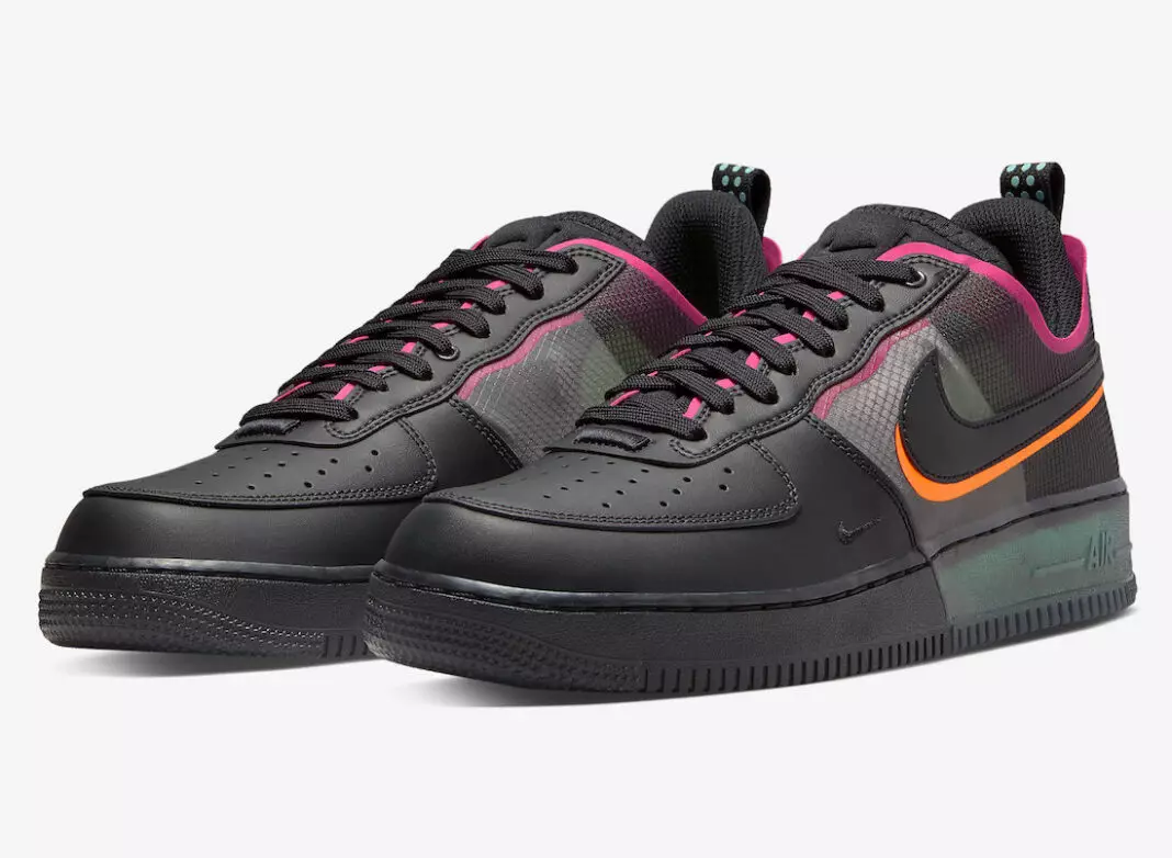 Nike Air Force 1 React Black Team narancssárga rózsaszín Prime DH7615-001 megjelenési dátum