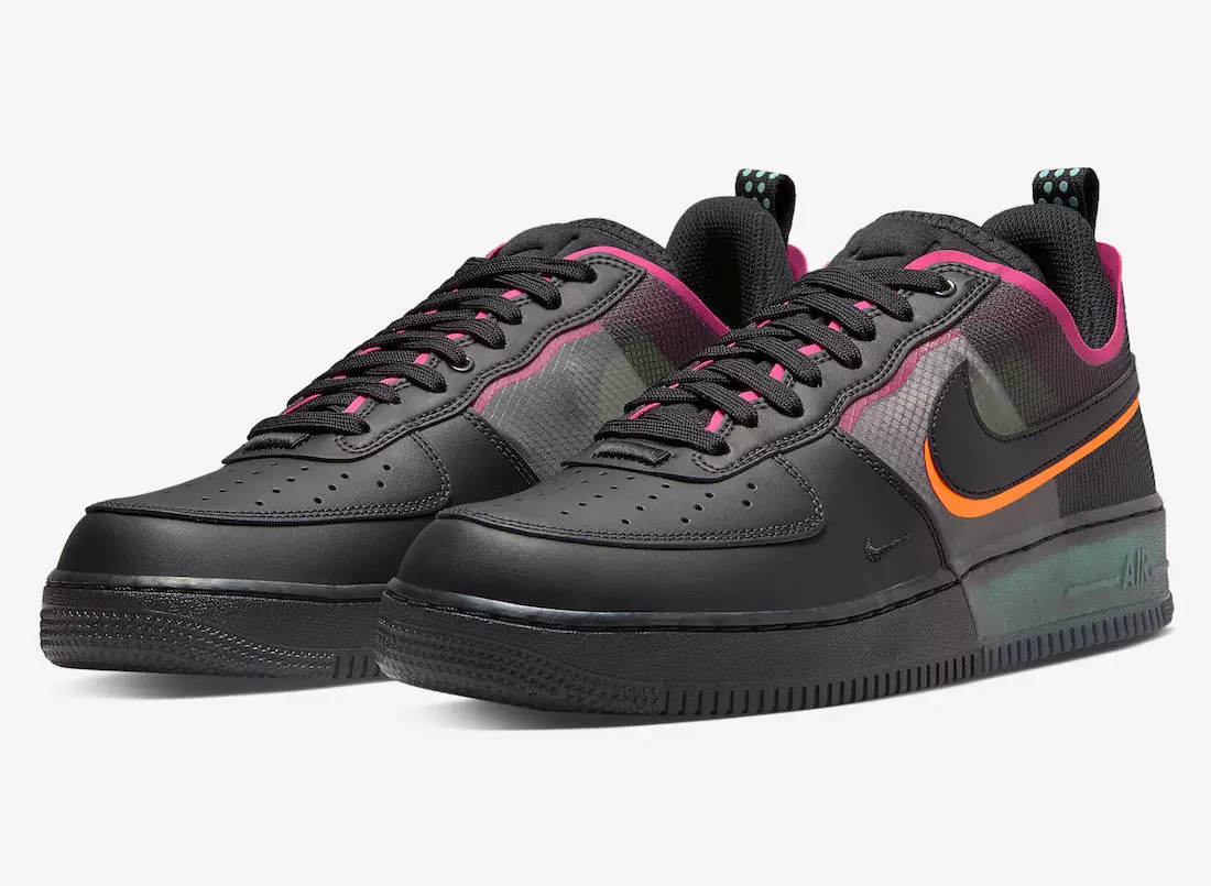 Nike Air Force 1 React Black Team Orange Pink Prime DH7615-001 Data de lançamento