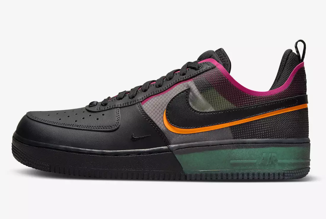 Nike Air Force 1 React Black Team Orange Pink Prime DH7615-001 מעלדונג טאָג