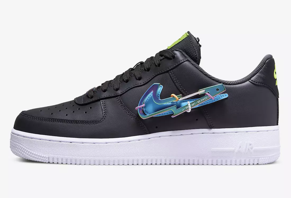 Nike Air Force 1 mosquetão preto baixo Swoosh DH7579-001 Data de lançamento