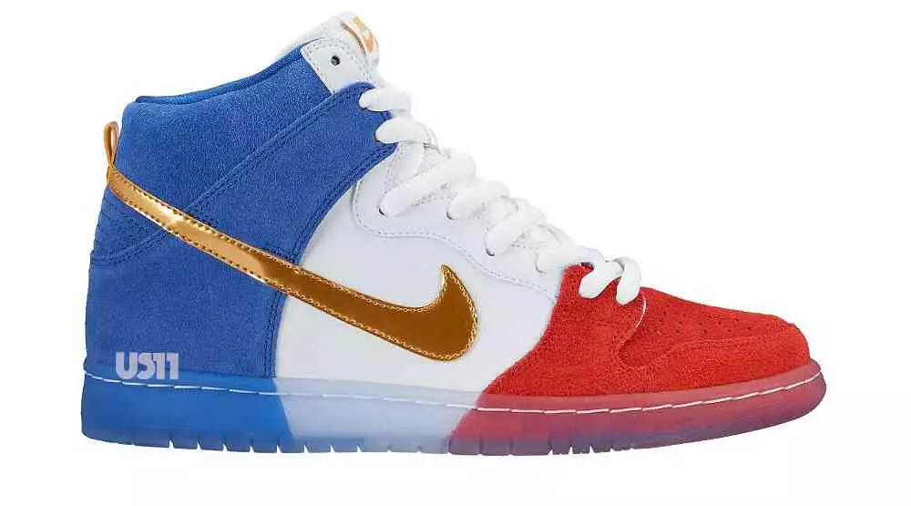 Nike SB Dunk High Red White Blue Gold