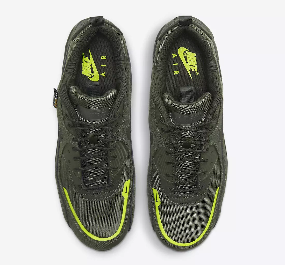 Nike Air Max 90 pārpalikuma krava Khaki citrona inde CQ7743-300 izlaišanas datums