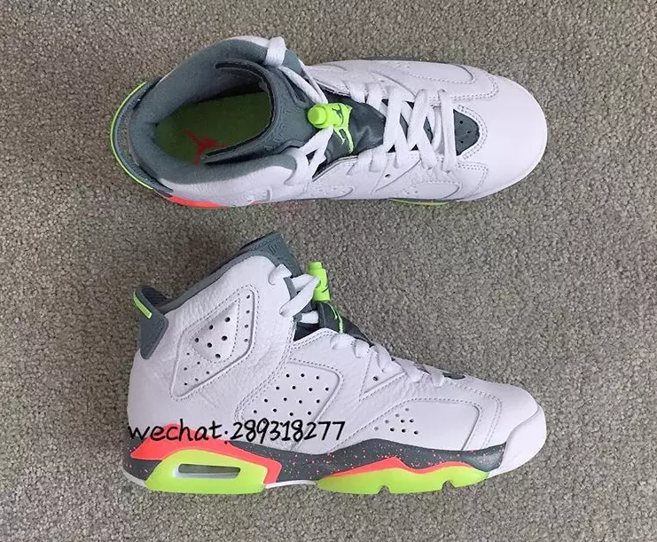 Air Jordan 6 GS Biały Duch Zielony Jasny Mango