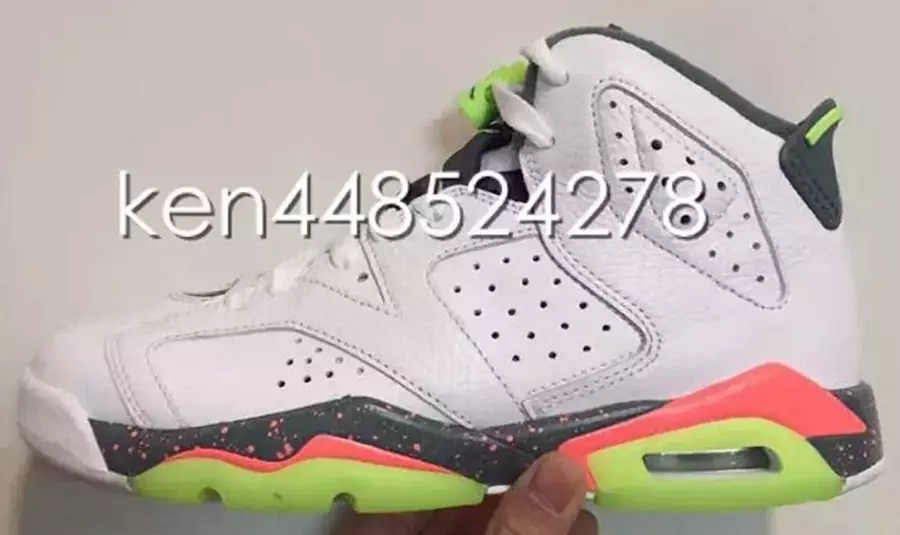 Air Jordan 6 GS Hvit Grønn Infrarød Mango